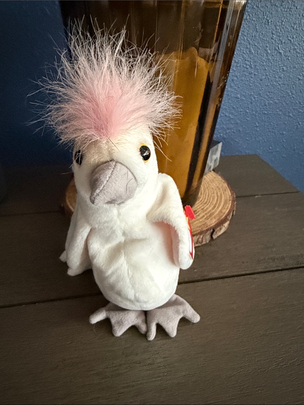 Ty White Cockatoo Plush with Pink Crest